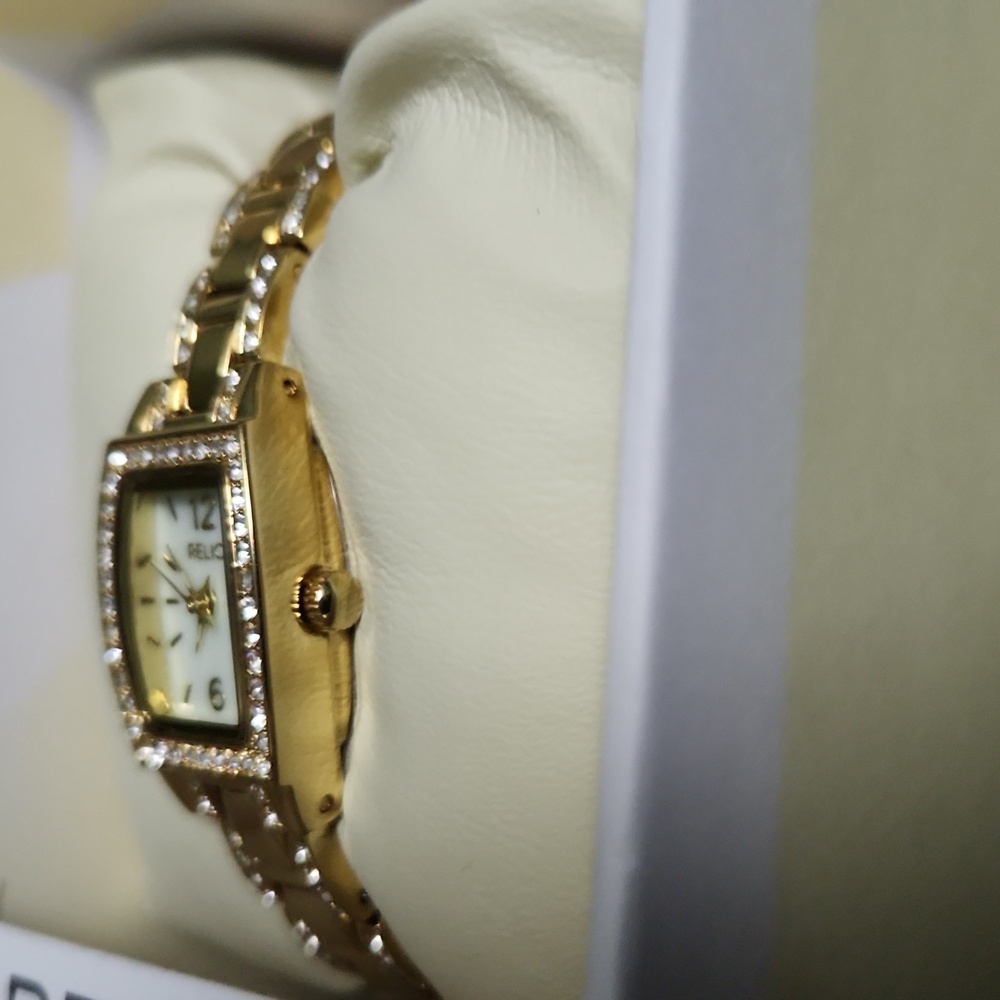 Women Relic Watch Gold Square with stones! - Picture 3 of 5